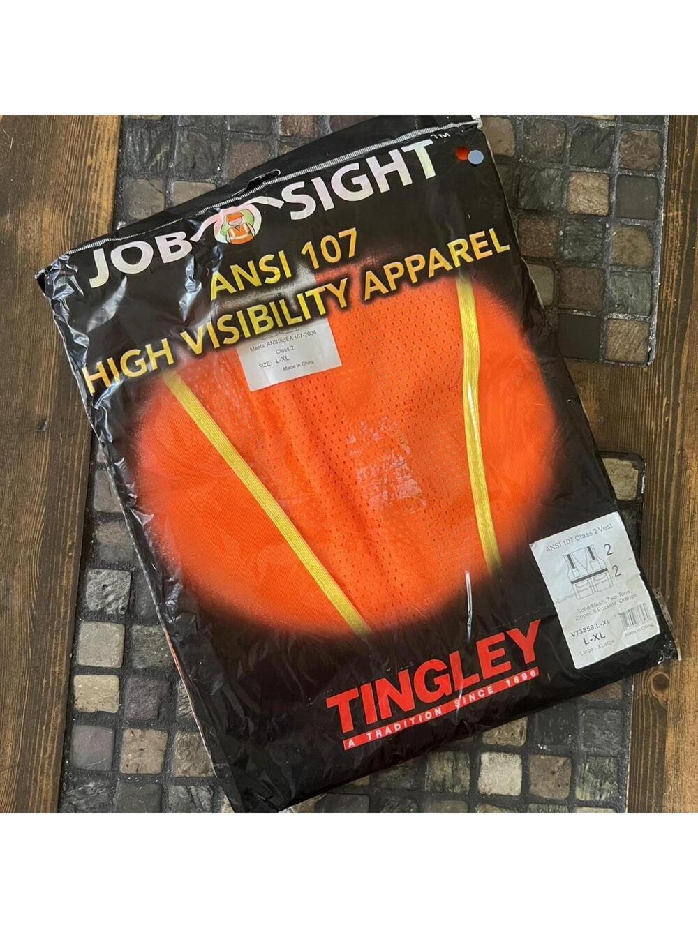 NWT Tingley ANSI 107 Class 2 High Visibility Safety Vest Orange Reflective L-XL
